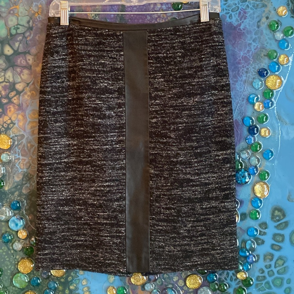 Wool Faux Leather Pencil Skirt